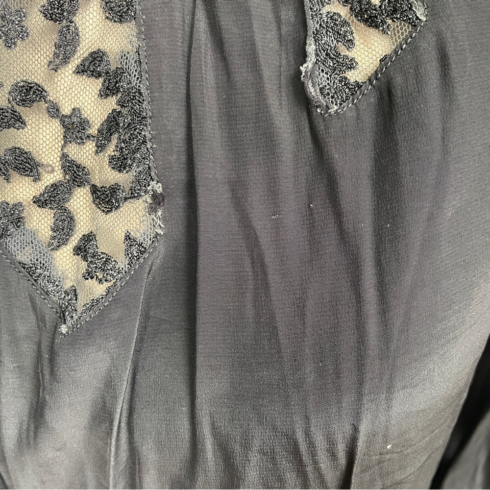 Vintage 1940s Black Rayon Blouse As-Is Distressed - Picture 4 of 8